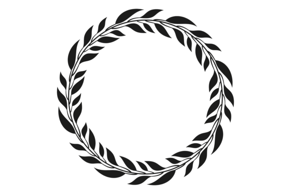 Black Leaves Round Ornament: Decorative Retro Frame for Design