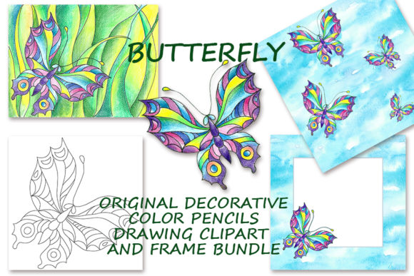 Butterfly Decorative Drawing Clipart: A Hand-Drawn Asset for Authentic Design
