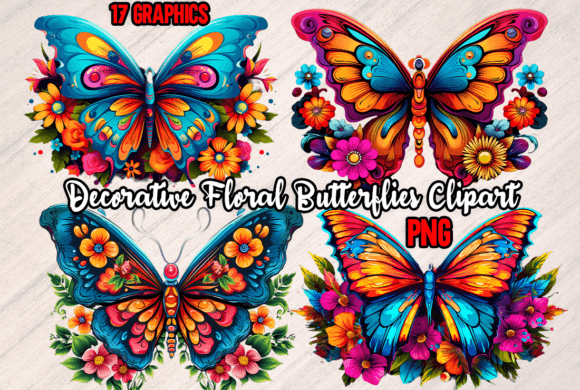 Decorative Floral Butterflies Clipart: Your Go-To Design Resource