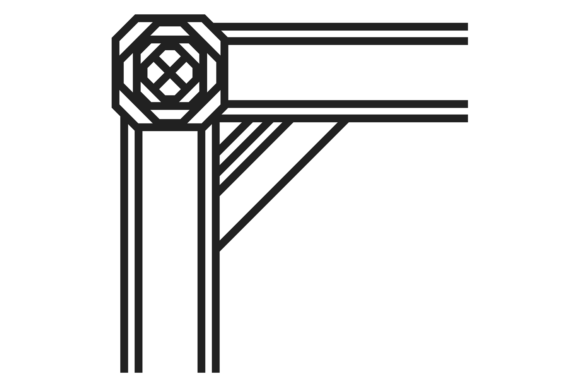 Decorative Geometric Corners: Minimalist Vintage Line Borders