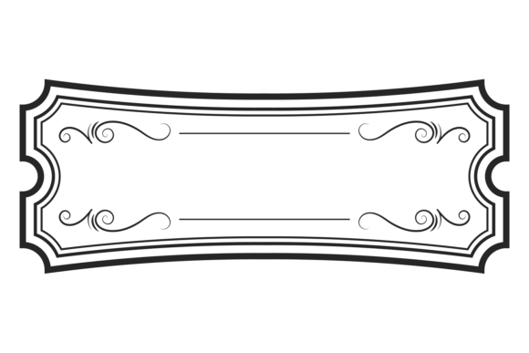 Decorative Ornament Label Template: Black Linear Border Designs