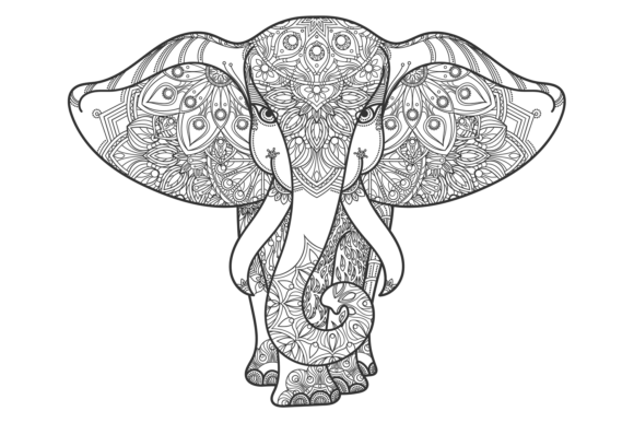 Elephant Shape with Decorative Zen Patte: A Serene Design Asset