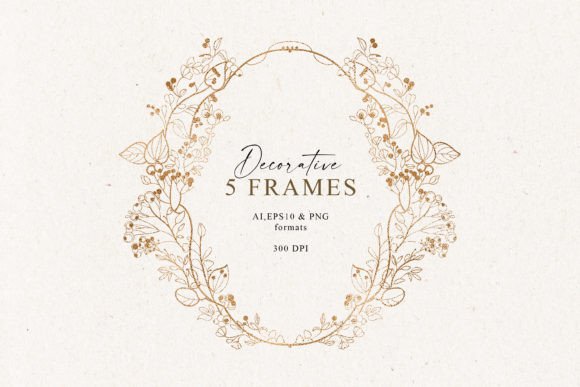 Elevate Your Designs with Hand Drawn Decorative Golden Frames
