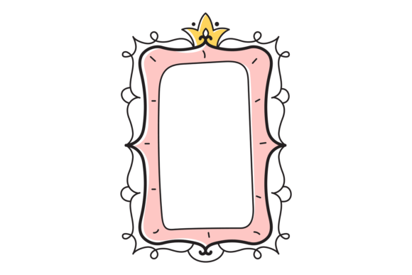 Royal Mirror Frame: Decorative Hand Draw for Elegant Design