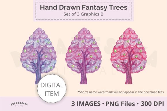 Whimsical Fruit Trees PNG Clip Art for Creative Projects